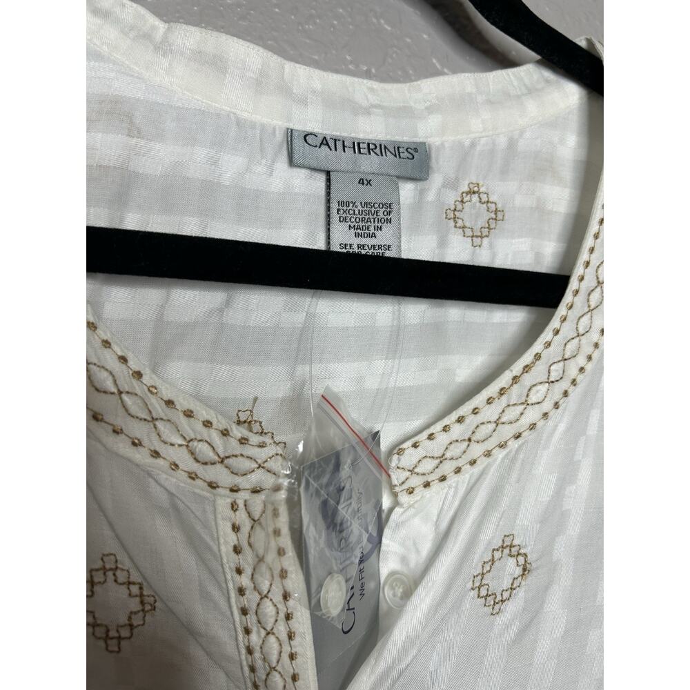 Catherine’s White Embroidered Tunic Blouse Boho Peasant Lightweight NWT Size 4X - Picture 9 of 10